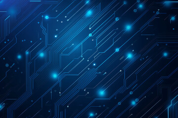 Futuristic vector illustration of a blue circuit board with intricate digital tech elements, perfect for advanced technology backgrounds.
