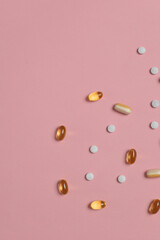 Tablets on monochrome background