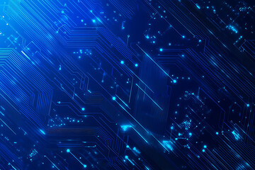 Futuristic vector illustration of a blue circuit board with intricate digital tech elements, perfect for advanced technology backgrounds.