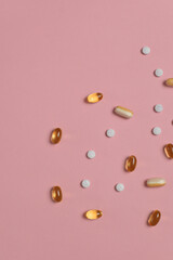 Tablets on monochrome background