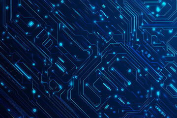 Futuristic vector illustration of a blue circuit board with intricate digital tech elements, perfect for advanced technology backgrounds.
