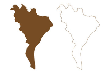 Falster island (Denmark, Baltic Sea) map vector illustration, scribble sketch Falster map