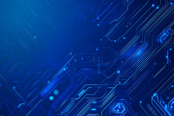 Futuristic vector illustration of a blue circuit board with intricate digital tech elements, perfect for advanced technology backgrounds.