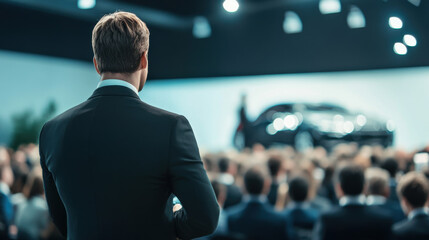 Automobile industry professionals attending a conference on innovation