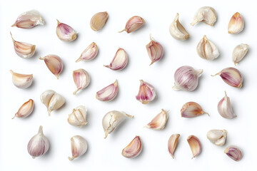 Fototapeta premium Fresh organic garlic cloves isolated on white background.