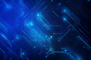 Futuristic vector illustration of a blue circuit board with intricate digital tech elements, perfect for advanced technology backgrounds.