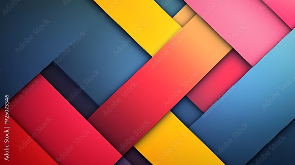 Poster Modern Abstract Background with Intersecting Geometric Shapes in Bold Primary Colors