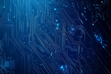 Futuristic vector illustration of a blue circuit board with intricate digital tech elements, perfect for advanced technology backgrounds.