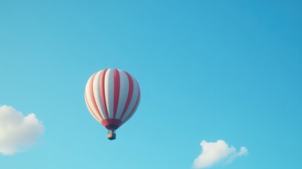 Obraz premium A hot air balloon flying in the sky with a red stripe, AI