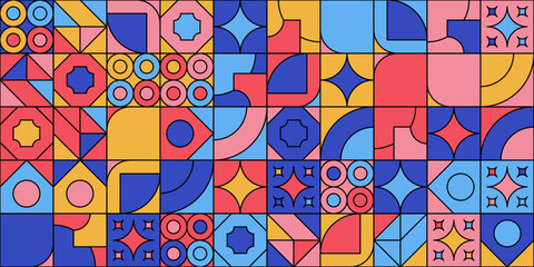 Flat design geometric mosaic pattern