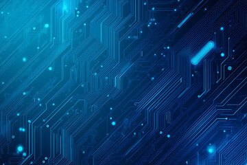 Futuristic vector illustration of a blue circuit board with intricate digital tech elements, perfect for advanced technology backgrounds.