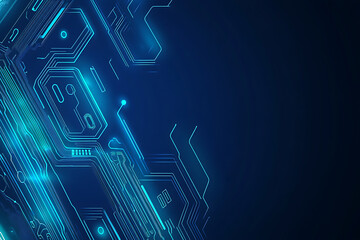 Futuristic vector illustration of a blue circuit board with intricate digital tech elements, perfect for advanced technology backgrounds.