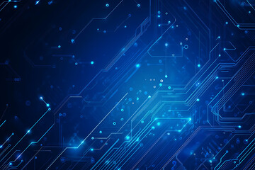 Futuristic vector illustration of a blue circuit board with intricate digital tech elements, perfect for advanced technology backgrounds.