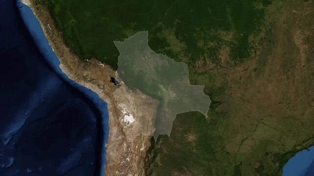 Zoom from Earth to Bolivia. (Highlighted) World map animation with highlighted borders of countries.  Images from NASA