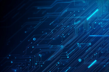 Futuristic vector illustration of a blue circuit board with intricate digital tech elements, perfect for advanced technology backgrounds.