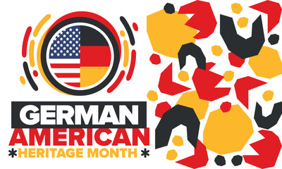 German-American Heritage Month. Happy holiday celebrate annual in October. Germany and United States flag. Culture month. Patriotic design. Poster, card, banner, template. Vector illustration