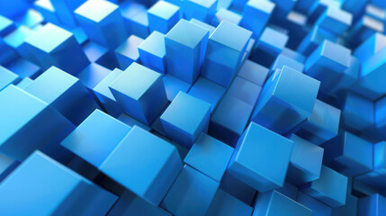 Naklejka premium Abstract 3d render, geometric design of a blue cube.