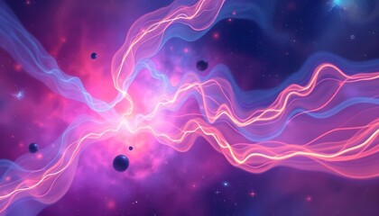 Obraz premium a cosmic scene with various colors like blue, orange, and purple, swirling in a gradient background, resembling a nebula create with ai