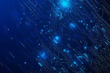 Futuristic vector illustration of a blue circuit board with intricate digital tech elements, perfect for advanced technology backgrounds.