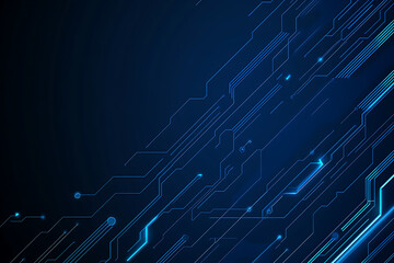 Futuristic vector illustration of a blue circuit board with intricate digital tech elements, perfect for advanced technology backgrounds.