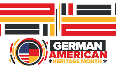 German-American Heritage Month. Happy holiday celebrate annual in October. Germany and United States flag. Culture month. Patriotic design. Poster, card, banner, template. Vector illustration