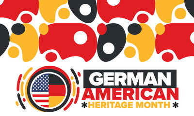 Obraz premium German-American Heritage Month. Happy holiday celebrate annual in October. Germany and United States flag. Culture month. Patriotic design. Poster, card, banner, template. Vector illustration