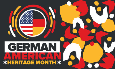 German-American Heritage Month. Happy holiday celebrate annual in October. Germany and United States flag. Culture month. Patriotic design. Poster, card, banner, template. Vector illustration