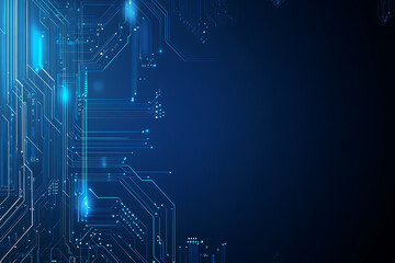 Obraz premium Futuristic vector illustration of a blue circuit board with intricate digital tech elements, perfect for advanced technology backgrounds.