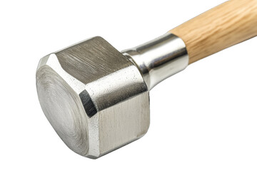Steel hammer with wooden handle isolated on white background