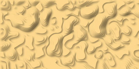 3D Woodcut Stylized Brown woody topographic contour scheme and terrain. Abstract lines or wavy backdrop background. Topography grid map. Geographic line mountain relief. Contour map background.