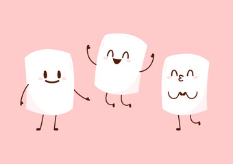 Marshmallow cartoon. marshmallow character design. Marshmallow vector.