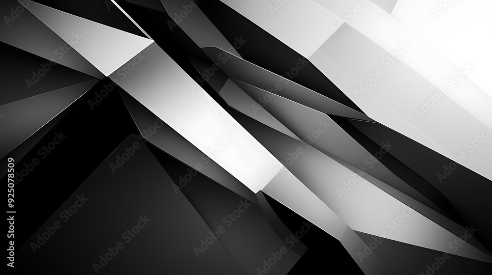 Fototapete sharp modern abstract background with angular shapes in monochromatic black, white, and grey palette
