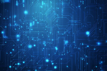 Futuristic vector illustration of a blue circuit board with intricate digital tech elements, perfect for advanced technology backgrounds.