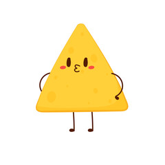 Nacho character design. Nachos on white background.