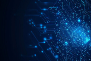 Obraz premium Futuristic vector illustration of a blue circuit board with intricate digital tech elements, perfect for advanced technology backgrounds.