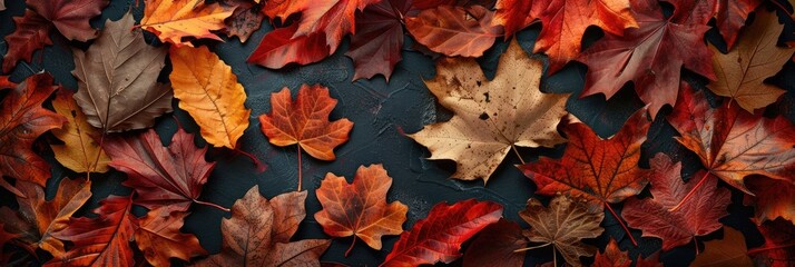 A banner with a rich tapestry of colorful autumn leaves in the background, providing ample space in the center for text or promotional content