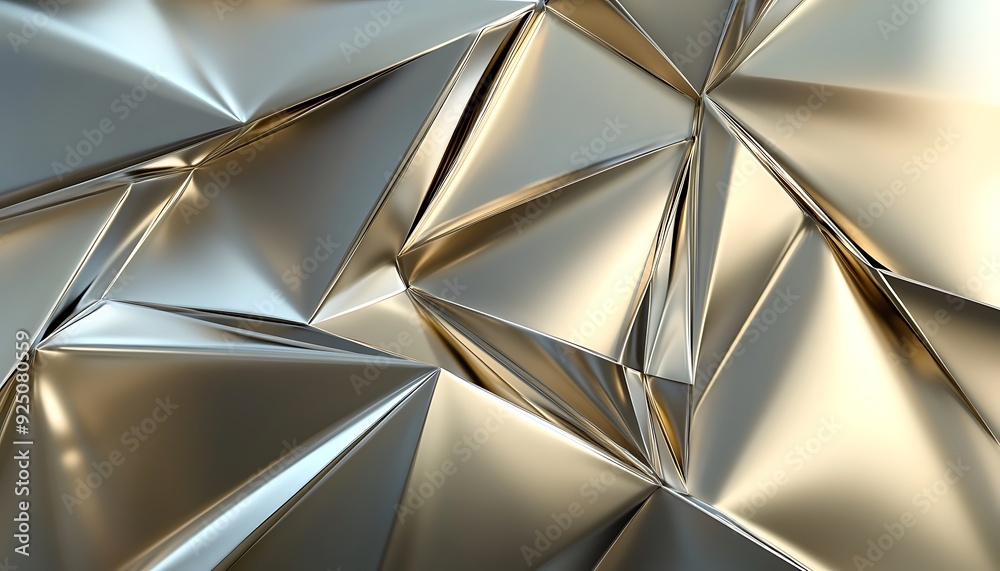 Fototapete futuristic modern abstract background with metallic sheen and angular lines in silver and gold