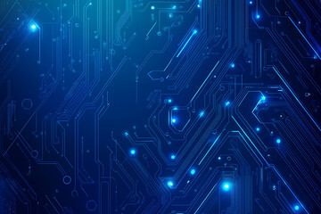 Futuristic vector illustration of a blue circuit board with intricate digital tech elements, perfect for advanced technology backgrounds.