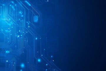 Fototapeta premium Futuristic vector illustration of a blue circuit board with intricate digital tech elements, perfect for advanced technology backgrounds.