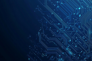 Obraz premium Futuristic vector illustration of a blue circuit board with intricate digital tech elements, perfect for advanced technology backgrounds.
