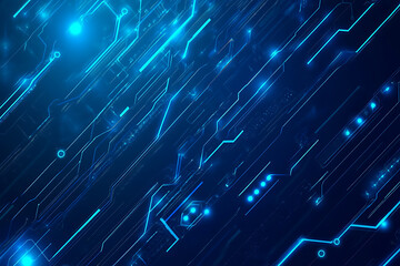 Futuristic vector illustration of a blue circuit board with intricate digital tech elements, perfect for advanced technology backgrounds.