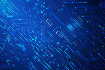 Futuristic vector illustration of a blue circuit board with intricate digital tech elements, perfect for advanced technology backgrounds.
