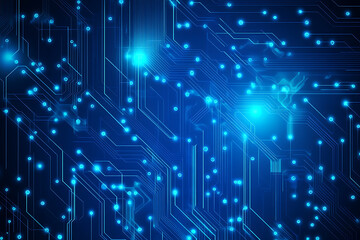 Obraz premium Futuristic vector illustration of a blue circuit board with intricate digital tech elements, perfect for advanced technology backgrounds.