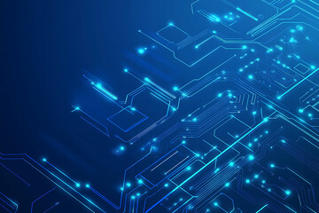 Futuristic vector illustration of a blue circuit board with intricate digital tech elements, perfect for advanced technology backgrounds.