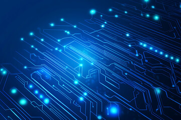 Futuristic vector illustration of a blue circuit board with intricate digital tech elements, perfect for advanced technology backgrounds.
