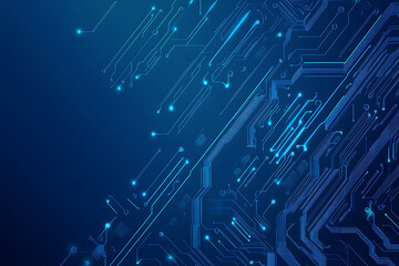 Futuristic vector illustration of a blue circuit board with intricate digital tech elements, perfect for advanced technology backgrounds.