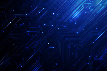 Futuristic vector illustration of a blue circuit board with intricate digital tech elements, perfect for advanced technology backgrounds.