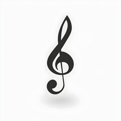 Fototapeta premium Minimalist Musical Note Symbol on Plain White Background