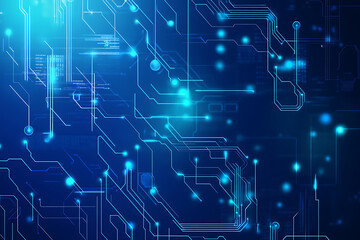 Fototapeta premium Futuristic vector illustration of a blue circuit board with intricate digital tech elements, perfect for advanced technology backgrounds.