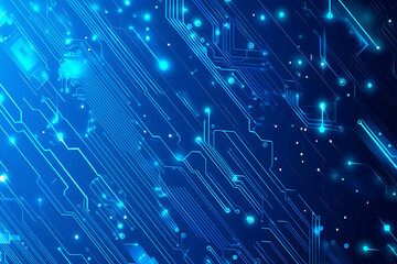 Futuristic vector illustration of a blue circuit board with intricate digital tech elements, perfect for advanced technology backgrounds.